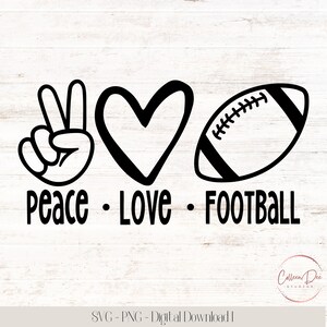 Paz Amor Fútbol / Archivo de corte SVG PNG / Descarga instantánea / Camiseta de fútbol / Amor al fútbol / Paz Mano Corazón / Camiseta de fútbol Paz Amor