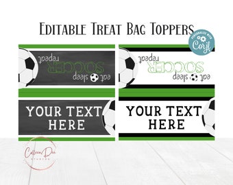 Eat, Sleep Soccer Repeat Treat Topper Editable in Corjl | Soccer Team | Printable Tag | Soccer Party | Treat Goodie Bag Tag | Soccer Season