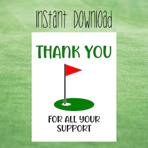 Etiqueta imprimible de agradecimiento por todo su apoyo para golfistas / Etiqueta de agradecimiento / Imprimible / Descarga instantánea / Recaudación de fondos para golfistas / Gracias por su apoyo