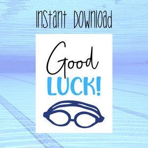 Médaille imprimable bonne chance NATATION | Étiquette porte-bonheur d'équipe | Étiquette imprimable | Imprimable coloré | Équipe de natation | Équipe de plongée | Bonne chance à imprimer