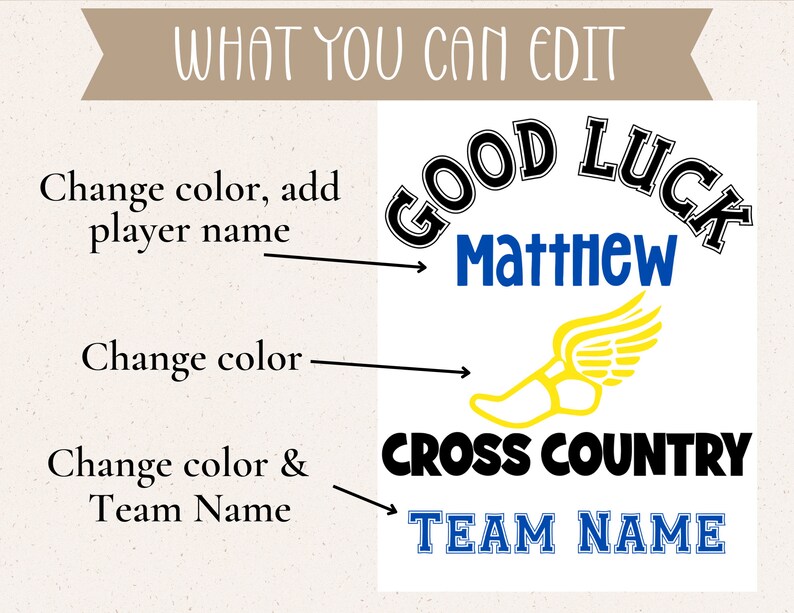 Editable Cross Country Good Luck Printable Sign Cross - Etsy