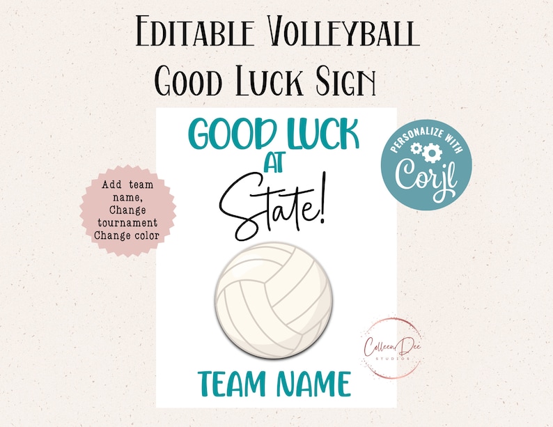 Editable Volleyball Good Luck at State Printable Tag Volleyball State