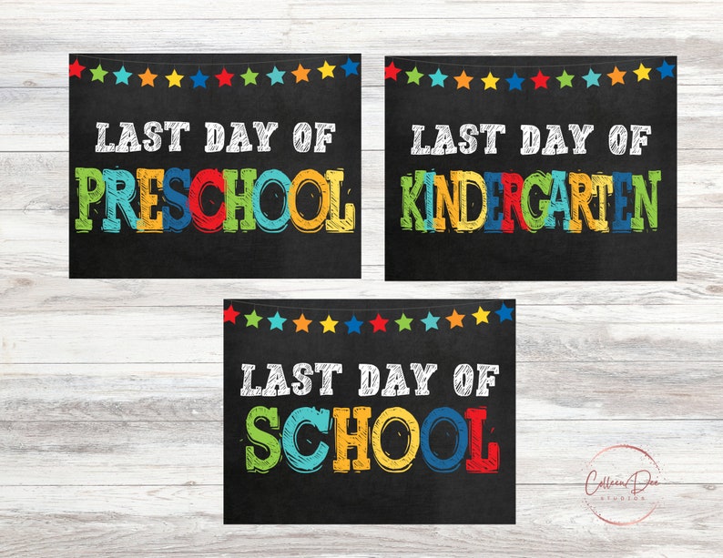 Last Day School Printable Sign Bundle Includes Prek 8th Etsy