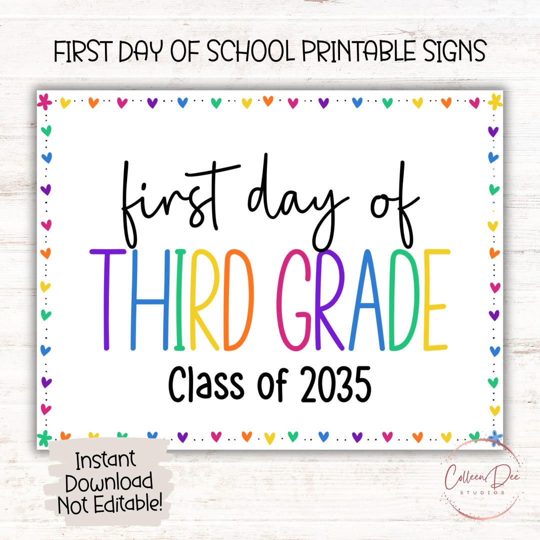 First Day of THIRD GRADE Class 2035 SIGN | Start of School Sign ...