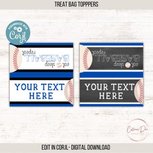 Eat, Sleep Baseball Repeat Treat Topper Editable in Corjl | Baseball Team | Printable Tag | Baseball Party | Treat Bag Tag | Baseball Season