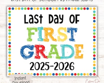 TEKEN EERSTE RANG 2025-26 | Bord laatste dag van het eerste leerjaar | Einde schoolbord | Afdrukbaar bord Laatste dag van school | Afdrukbaar bord 1e leerjaar