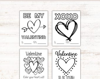 Ausdruckbare Valentinstage für Kinder | Färbung Valentinsgrüße | SOFORTIGER DOWNLOAD | Valentinstag Karten | Klassenzimmer Valentinstage | Farbe Eigene Karten Vday