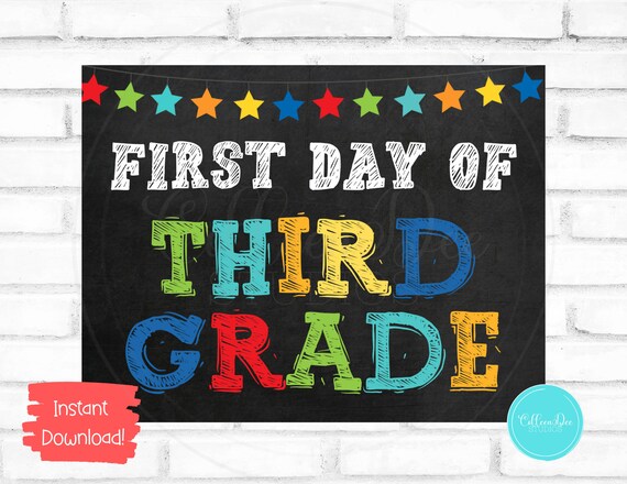 THIRD GRADE SIGN First Day of 3rd Grade Sign Start School - Etsy
