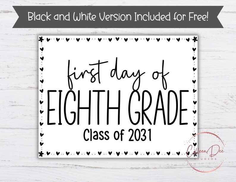 First Day of EIGHTH GRADE Class 2031 SIGN | Start of School Sign ...