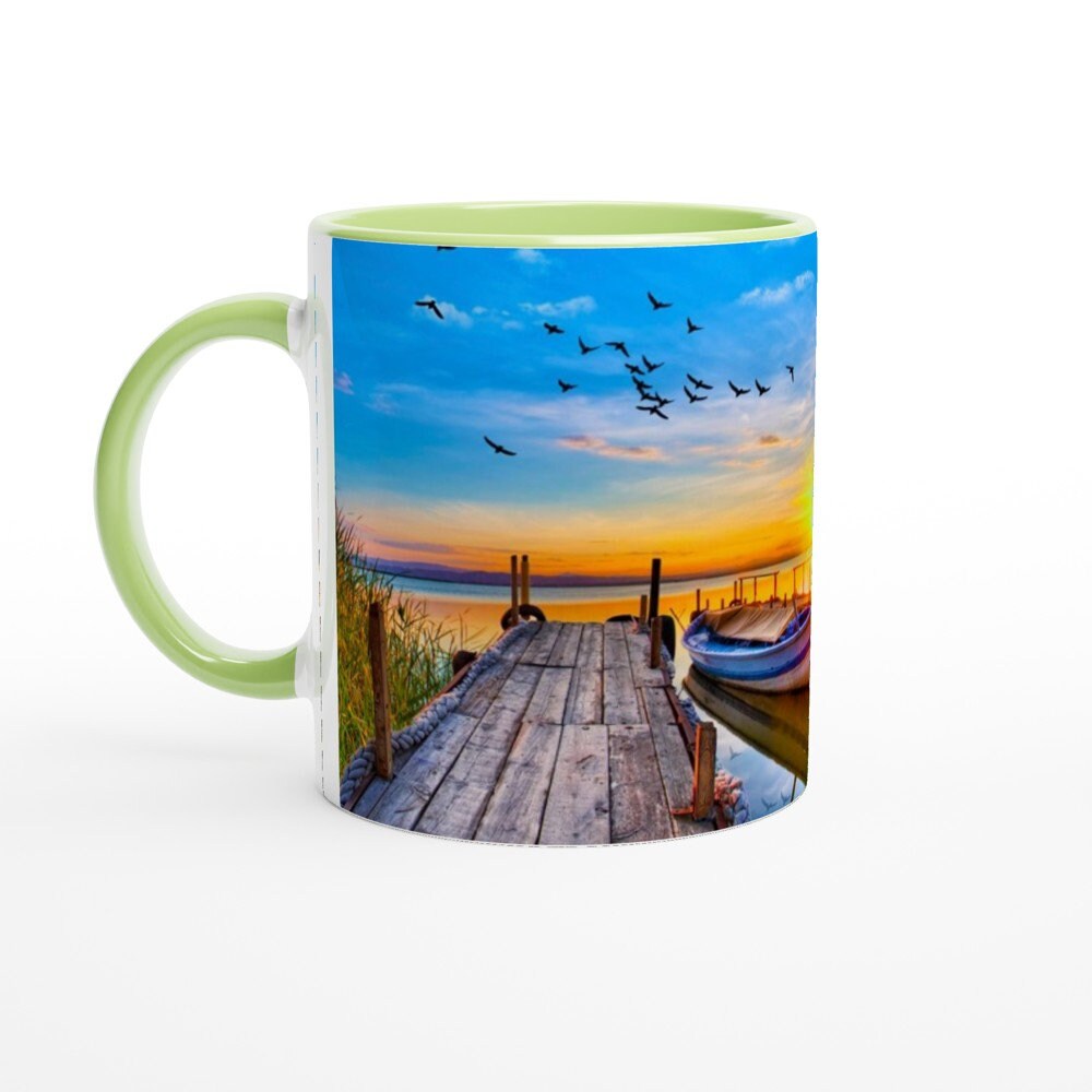 11Oz White Ceramic Mug With Colorful Interior #2