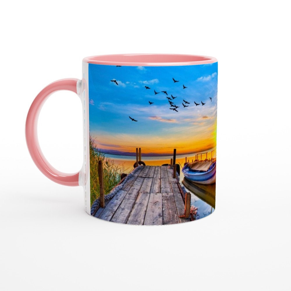 11Oz White Ceramic Mug With Colorful Interior #1