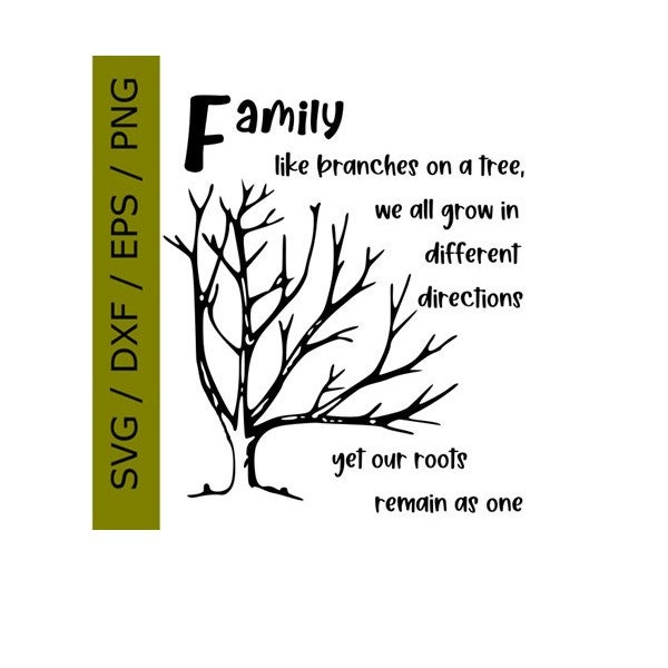 Family, like branches on a tree, roots remain as one, directions, digital download, diy, wall decor, svg