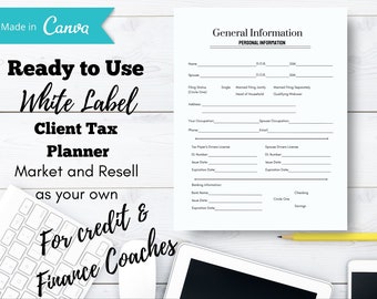 Client Tax Planner, Canva Template Tax Planner, Canva Planner, Tax Planner Template, Tax Preparer Planner, Canva Template, Commercial Use