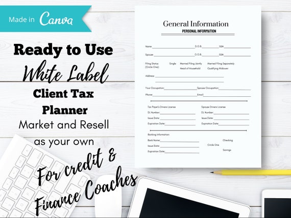 Client Tax Planner, Canva Template Tax Planner, Canva Planner, Tax Planner Template, Tax Preparer Planner, Canva Template, Commercial Use