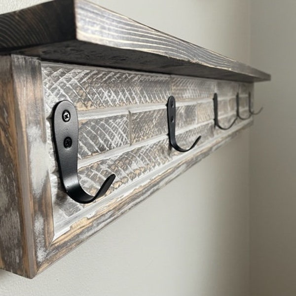 Coat Rack with Shelf - Wall Coat Rack - Bathroom Towel Rack - SawBlade - Rustic