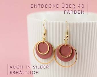 Polymer Clay Ohrringe, minimalistische Ohrringe, geometrische Ohrringe, runde Ohrringe, Kreise, verschiedene Farben, handgemacht