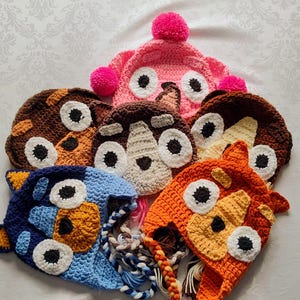 Bluey, Bingo, Muffin, Winton, Coco or Snickers Hat Crochet, Handmade