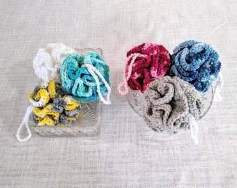 Bath and Shower Pouf, 100 % Cotton, Handmade, Crocheted, Reusable, Washable, Eco-Friendly