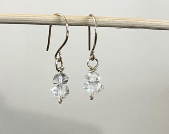 Artisan 14K Yellow Gold Filled Herkimer Diamond Drop Earrings
