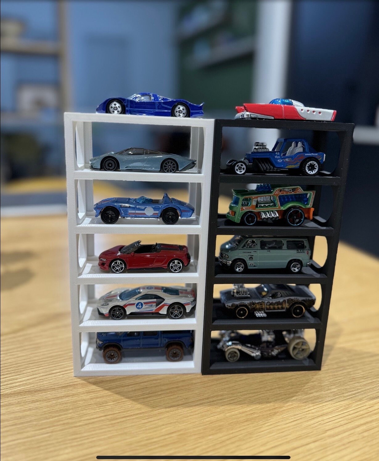 Hot Wheels Car Organizer 3D Printed Display Stand for 6 Cars, Matte
