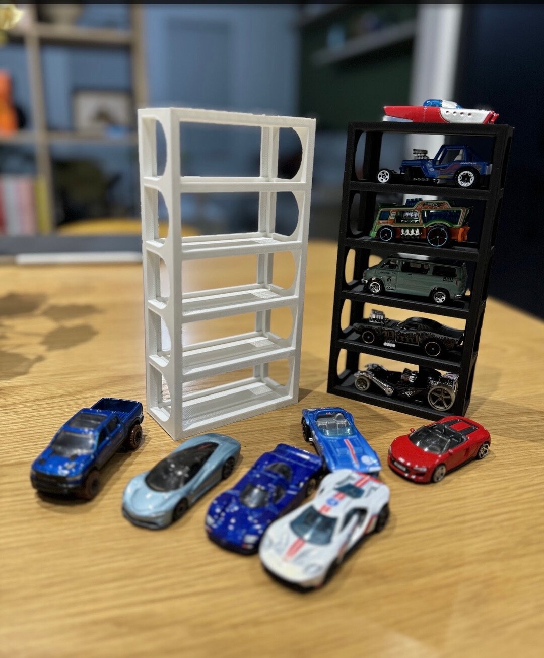 Hot Wheels Car Organizer 3D Printed Display Stand for 6 Cars, Matte