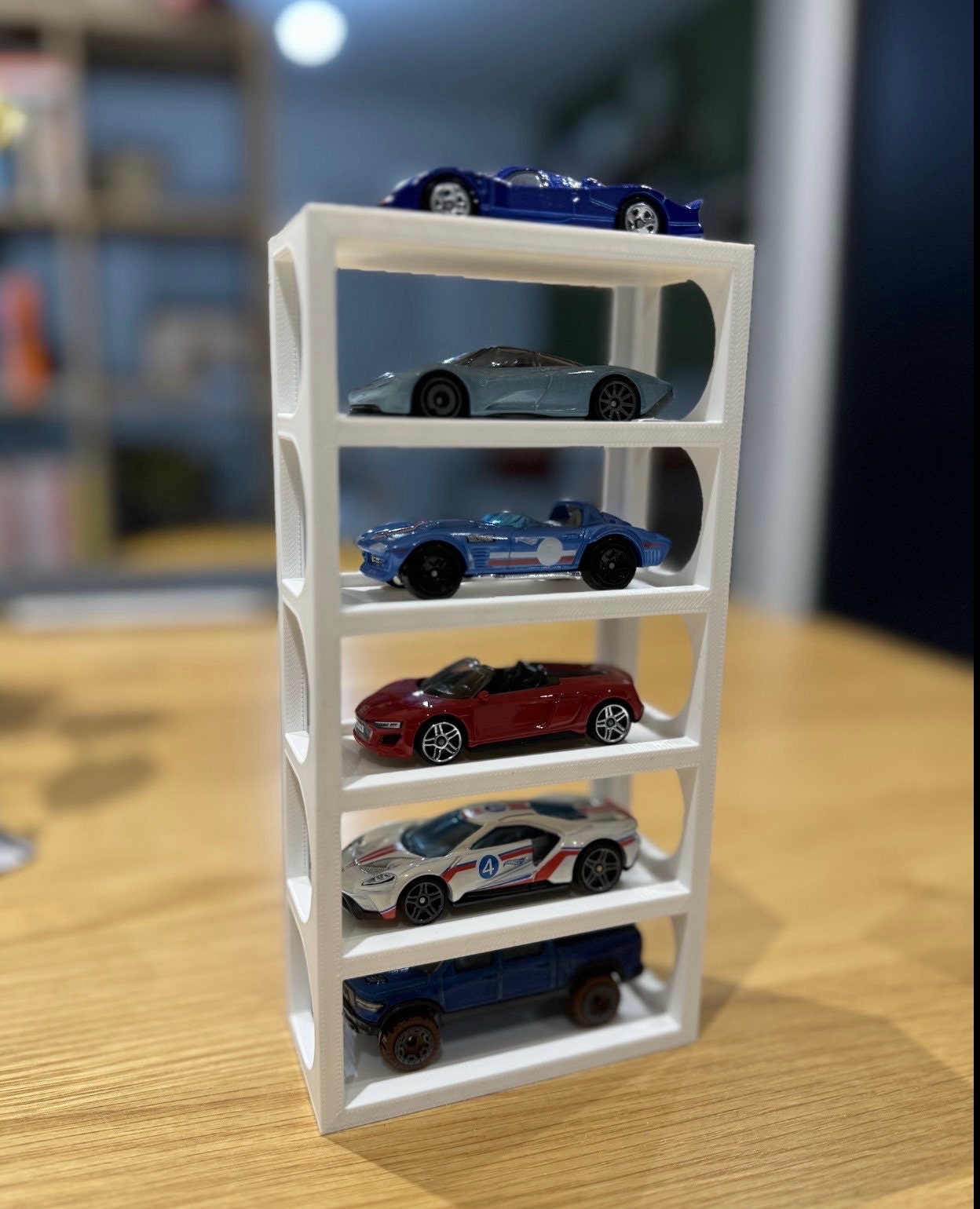Hot Wheels Car Organizer 3D Printed Display Stand for 6 Cars, Matte