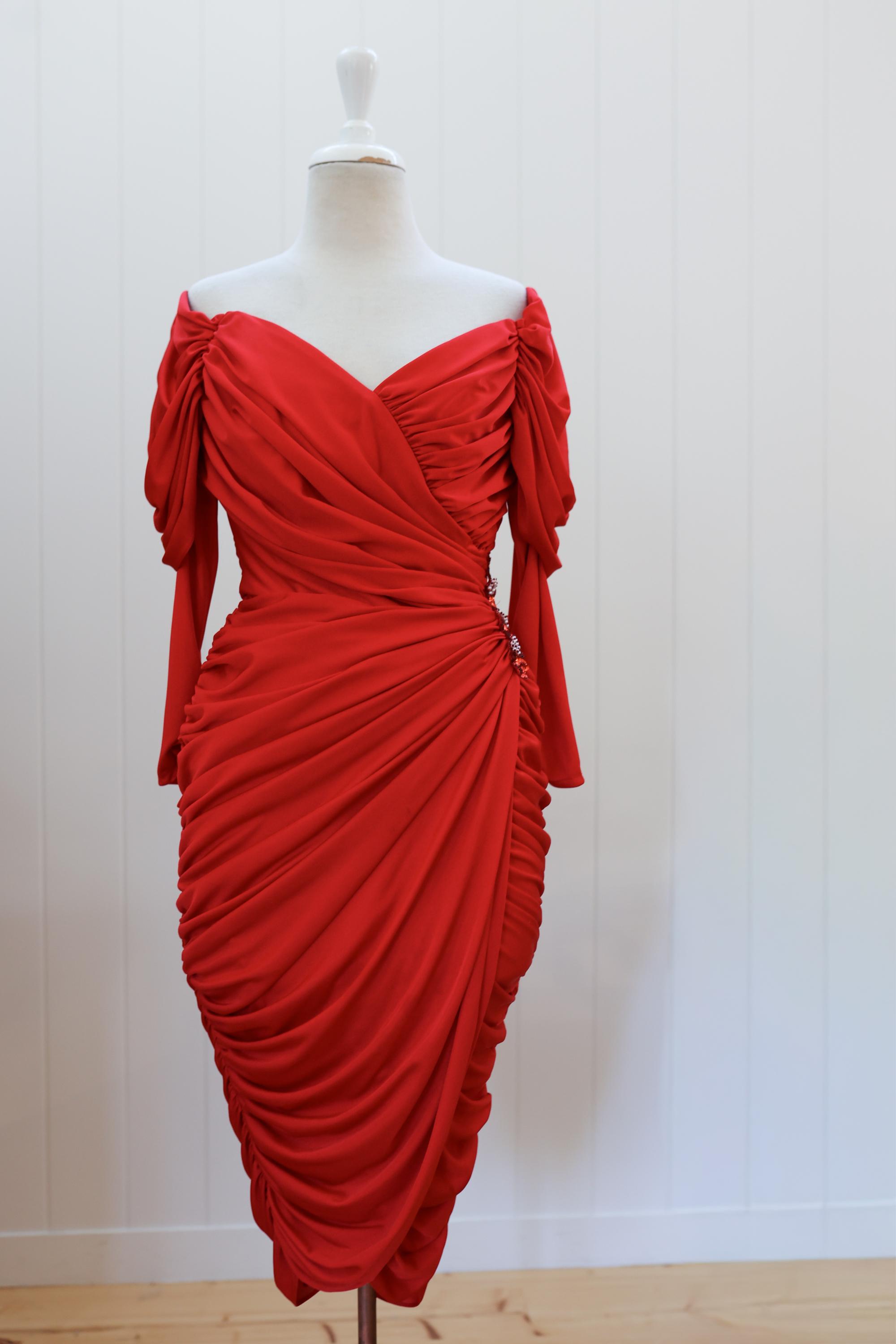 mr k formal dresses Satin front-slit maxi dress with draped belt 42 (FR) / Burgundy main image 0