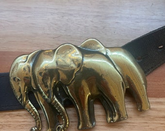 Vintage 1980s Boho Elastic Belt: Gold Indian Elephant Buckle  display picture 3