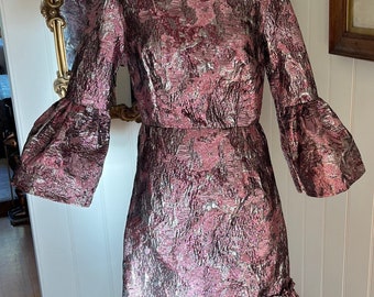 Metallic 1960s cocktail dress with sleeve detail.  Perfect Barbie dress!!