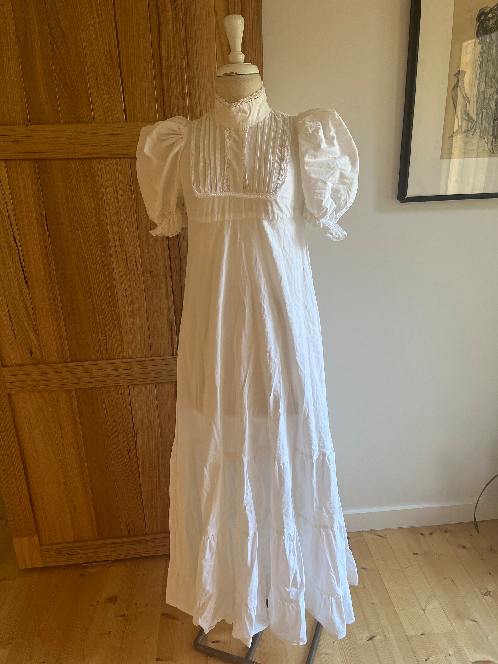 Beautiful 70s Laura Ashley Fabric Handmade Cotton Maxi Dress
