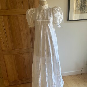 Exquisite 70s white Laura Ashley maxi