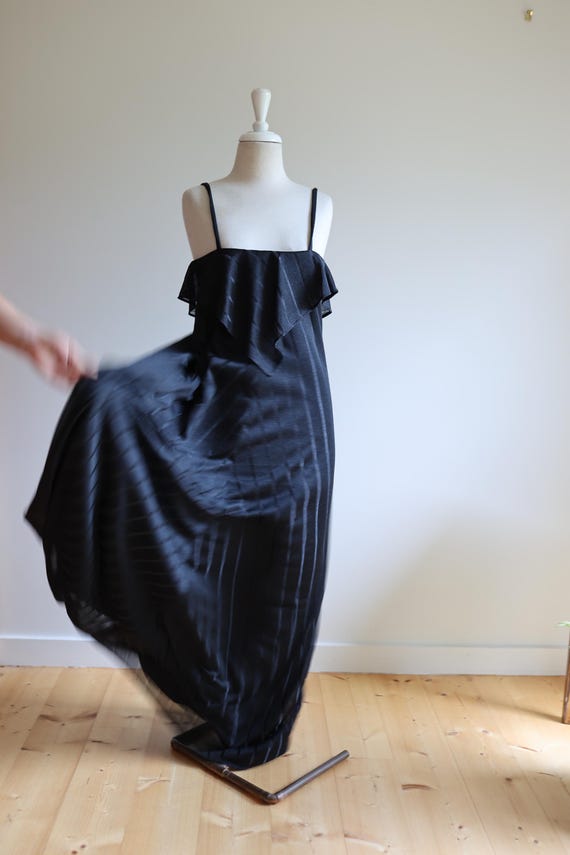 90s striped dress Vintage 90s Striped Maxi Dress, Ruffle Bodice, XS