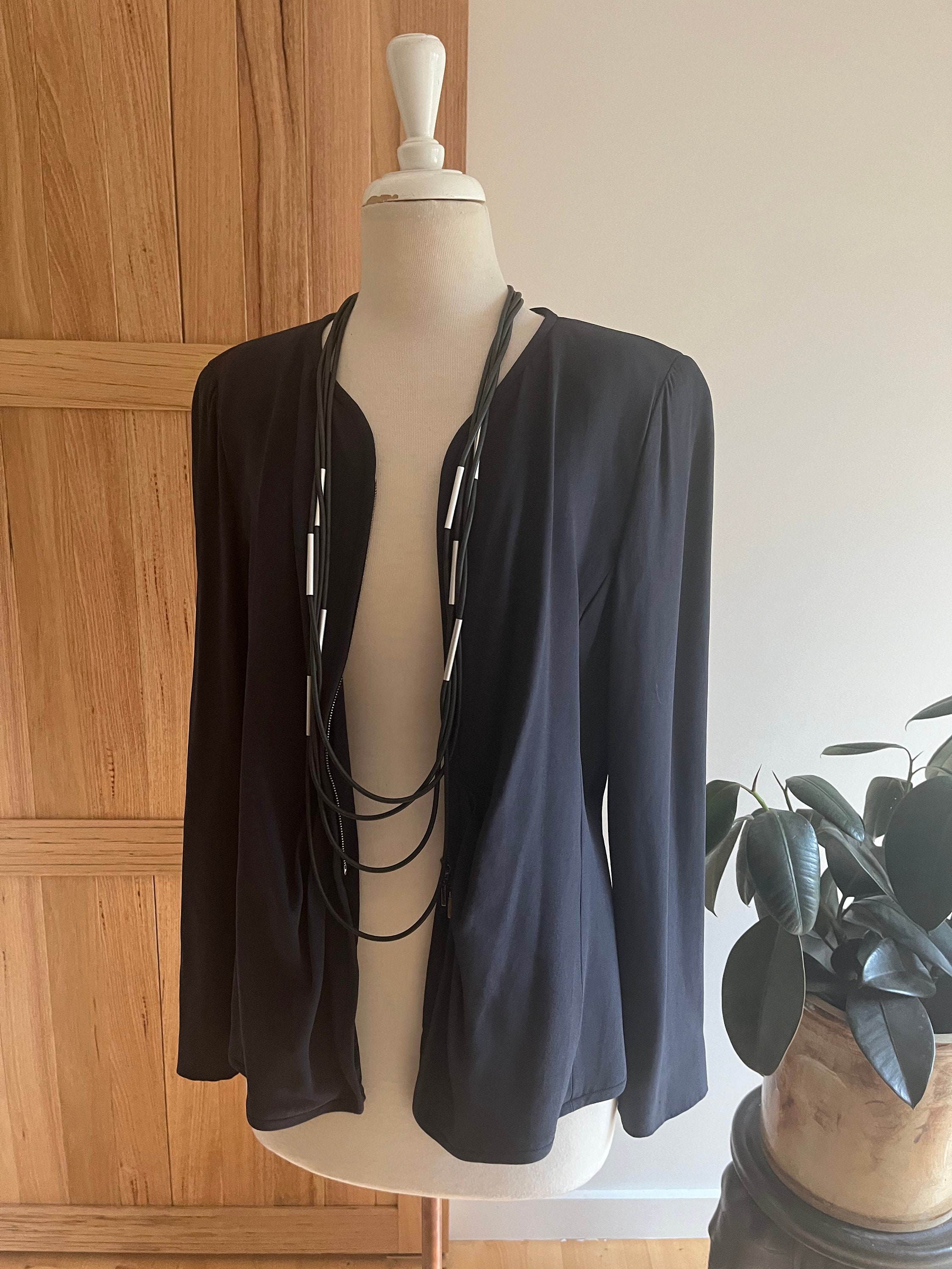 【80s–90s】 Emporio Armani Zip Jacket Vintage 90s Navy Armani Zip Front Jacket Light Material Dressy