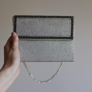 Silver evening shoulder bag/clutch, 1980&#39;s, superb condition. Wedding guest, black tie event, ball.