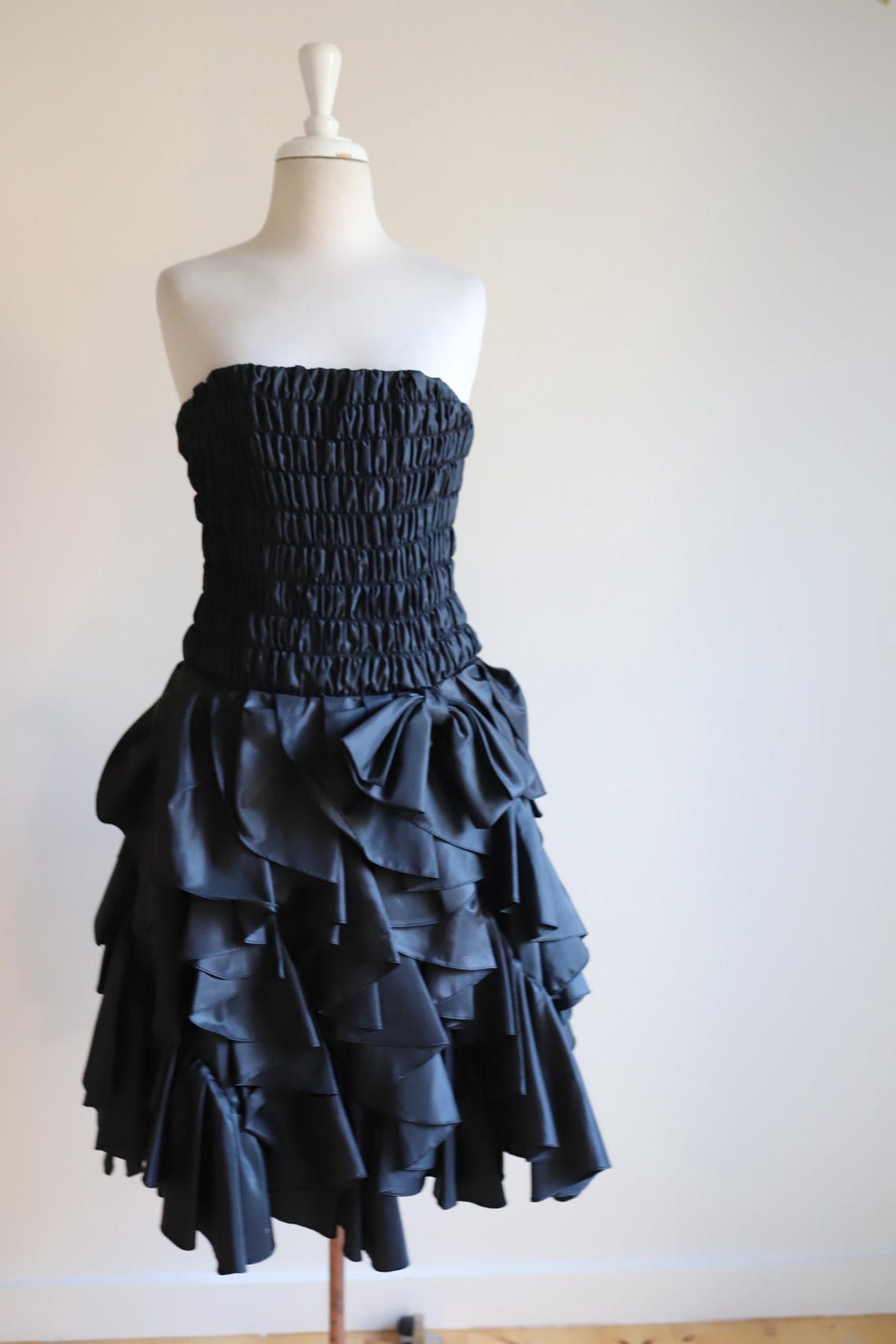 80s Party Dress Prom Emerald Ruffle Strapless Y276 By Ralph Lauren Collection main image 0