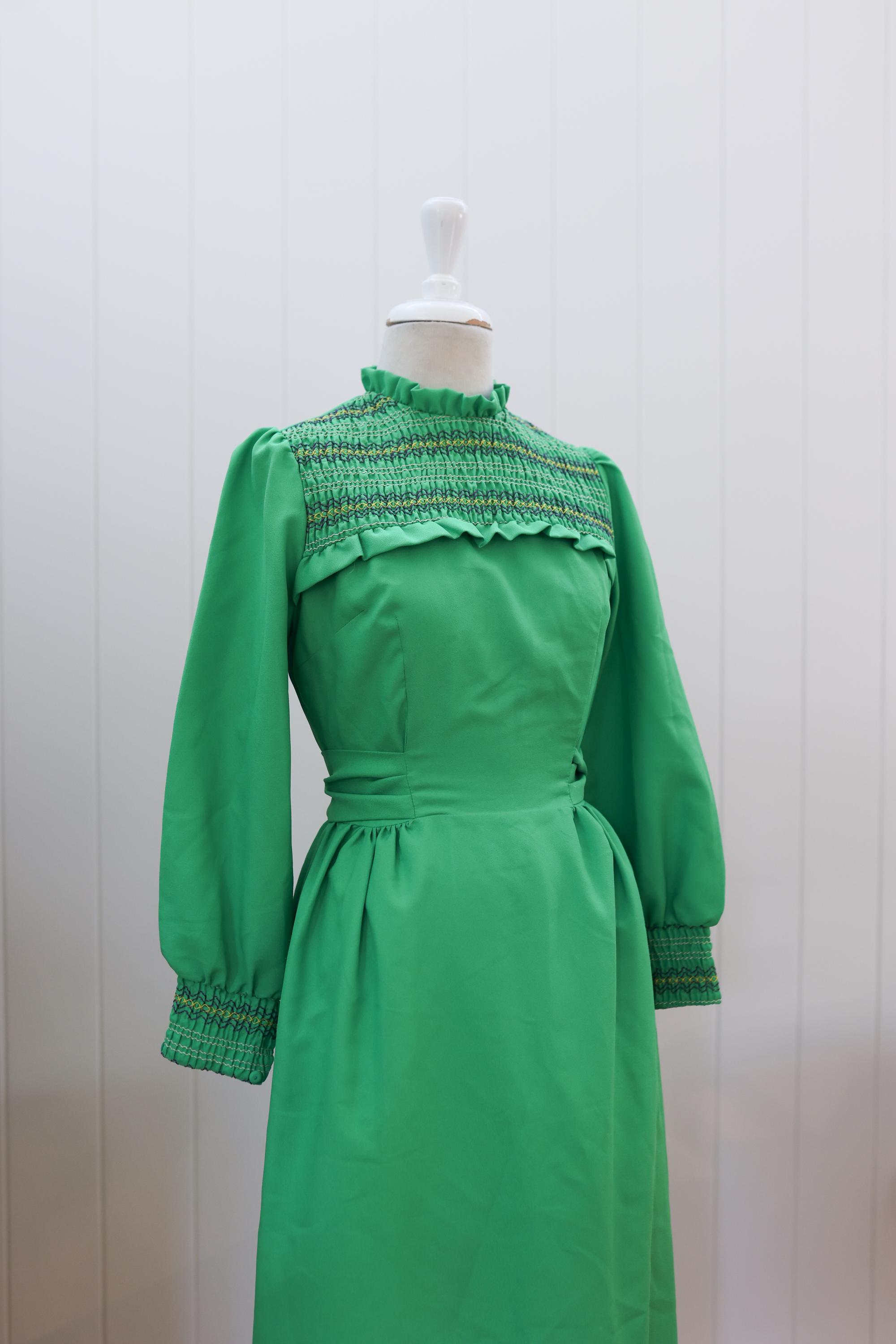 green emerald velvet dress Dark Green Linen Cotton Maxi Dress – Vintage Long Sleeve Boat Neck 1454 Emerald Green / Xs main image 1