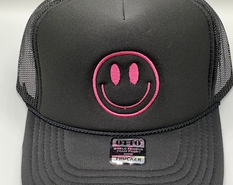 Smiley Face Trucker Hats | Trendy Trucker Mesh Hats | Retro Vintage Trucker Hat | Adjustable Hats | Snapback Hats Man | Neon Hats