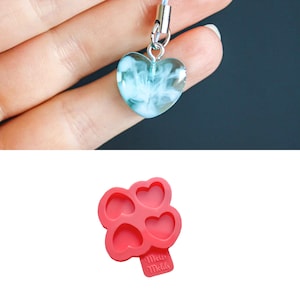 Stampo in silicone con resina epossidica Mini Heart Love: crea portachiavi, orecchini a bottone e coppia, ciondoli, anelli, bracciali, gioielli fai da te immagine 1