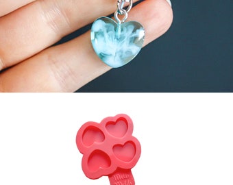 Moule en silicone avec mini coeurs d'amour en résine époxy : créez des porte-clés, des clous et des paires de boucles d'oreilles, des breloques, des bagues, des bracelets, des bijoux DIY