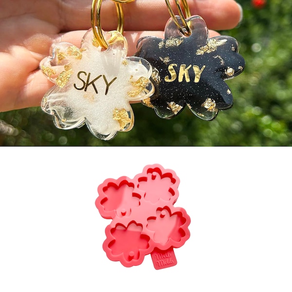 Kirschblüte Keychain & Pet Tag Silikonform , Sakura Blume Silikonform | Epoxidharz Gießform DIY Dog Tag Silikonform