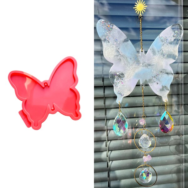 Butterfly SunCatcher Epoxy Resin Silicone Mold - 2 Holes Style - Create Stunning DIY Home Decor and Window Hangings