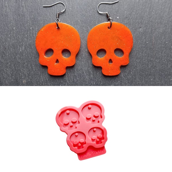 Skull Epoxy Resin Casting Silicone Mold , DIY Earring & Keychain Halloween and Horror Mold