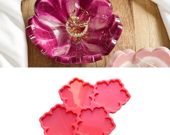 4 Stampo in silicone per sottobicchiere con fiori di ibisco 10 cm / 4" / Stampo in silicone per sottobicchiere floreale in resina epossidica di alta qualità