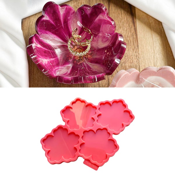 6PC Resin Coaster Molds & 4 Flower Molds - 4 Inch Silicone Epoxy Craft Molds Extra Deep