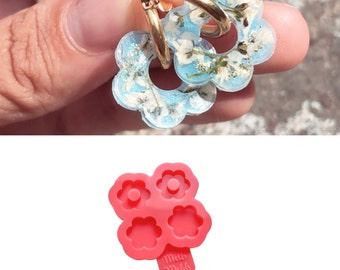 Stampo in silicone con resina epossidica mini fiore a 6 petali: crea portachiavi, orecchini a bottone e coppia, ciondoli, anelli, bracciali, gioielli fai da te