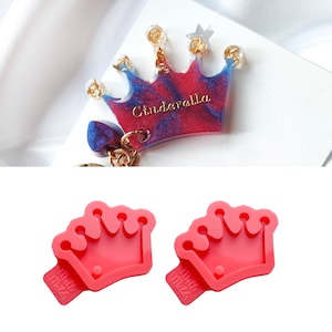 Crown Keychain Epoxy Resin Silicone Mold - 2Pcs - Create Keychains, Pet (Dog/Cat) Tags, Dog Pendants, & DIY Keyring Jewellery