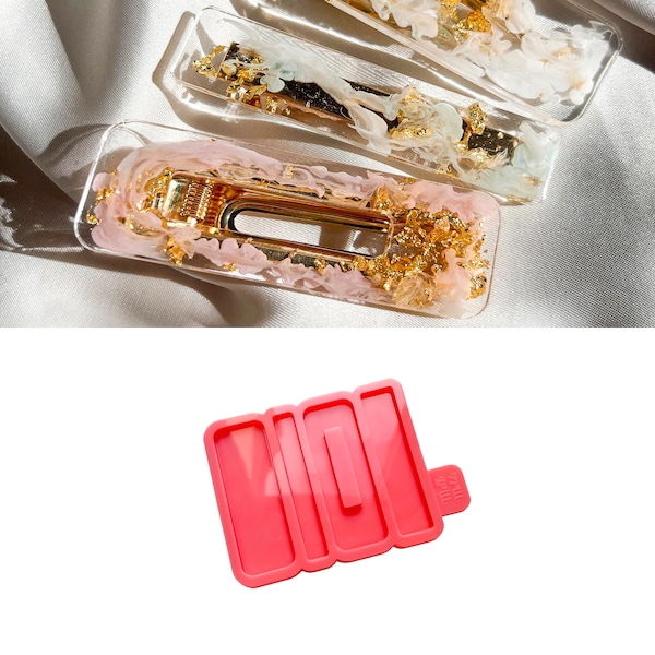 Moule en silicone et résine époxy pour pinces à cheveux - Style rectangulaire - Créez de belles barrettes DIY et améliorez votre coiffure