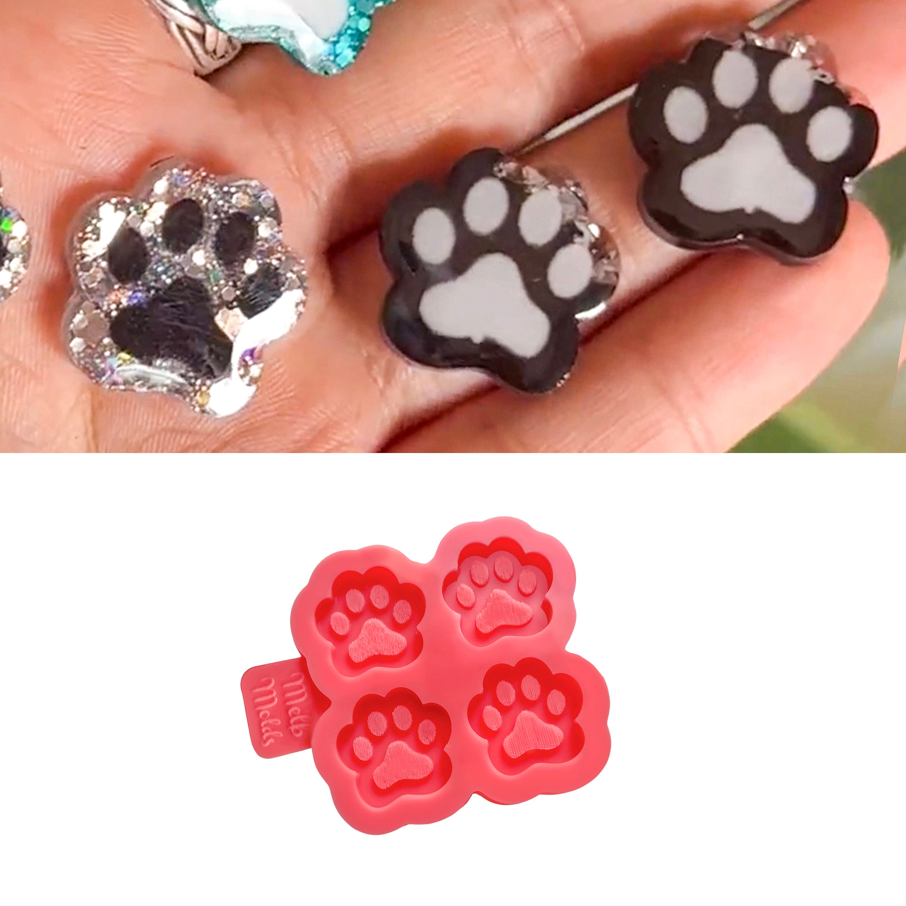 SAMZAREULO Mini Pet Paw Print Silicone Mold Set - 3 Molds, Food Grade, Non-Stick