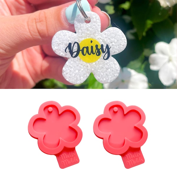 Cherry Blossom Flower Epoxy Resin Silicone Mold - 2Pcs - Create Floral Keychains, Pet (Dog/Cat) Tags, Earrings, & DIY Jewellery