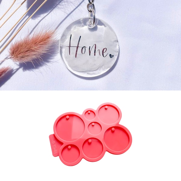 7 Size Circles Silicone Mold for Keychain and Pet Tag | Ø 2, 2.5, 3, 3.5, 4, 4.5 & 5 cm | Round Pet Tags Epoxy Resin Casting Silicone Molds